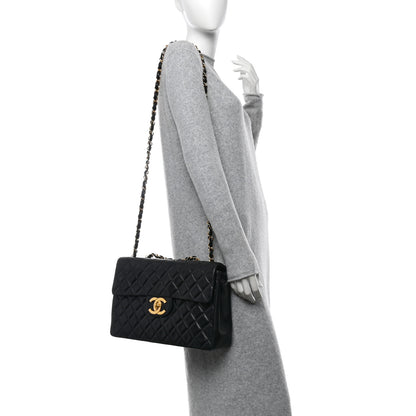 Chanel Lambskin Quilted XL Jumbo Single Flap Black 2 of 15
