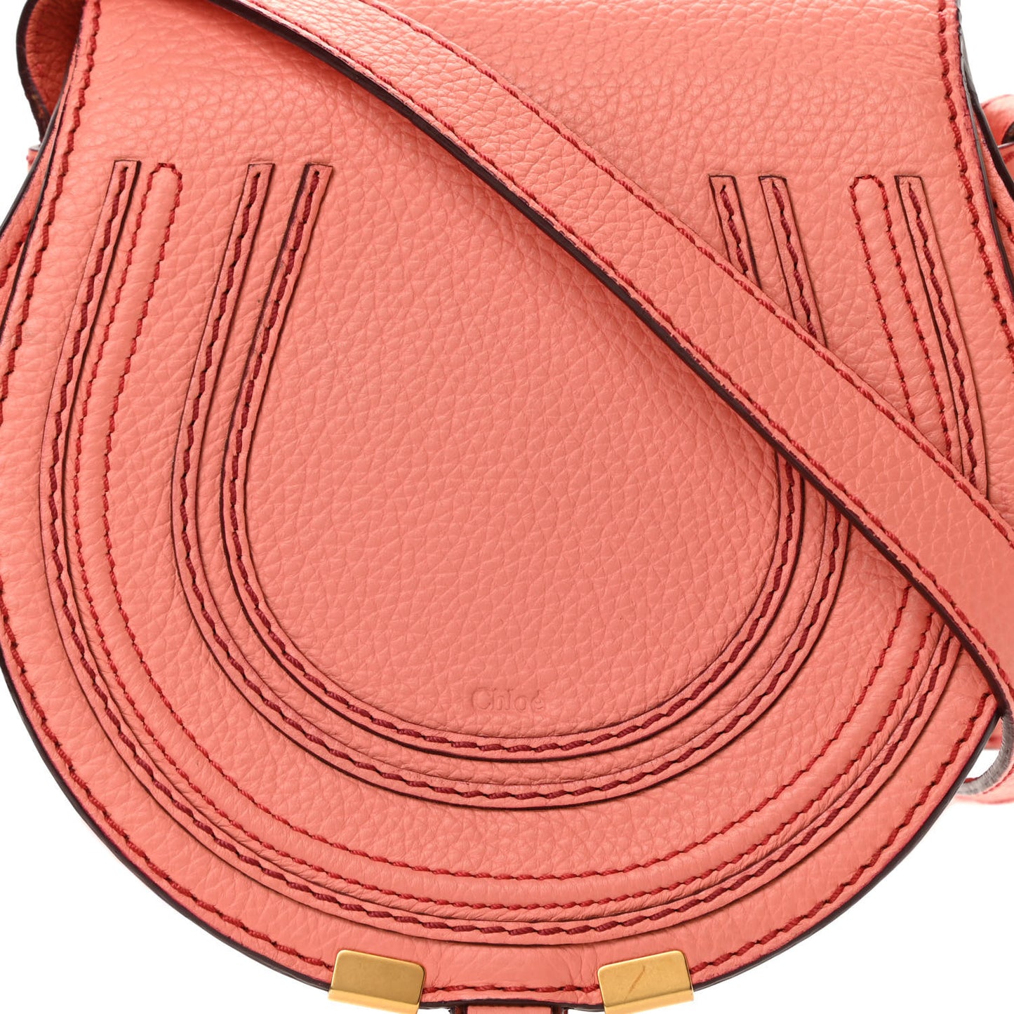 Calfskin Mini Marcie Round Crossbody Bag Coral Pop