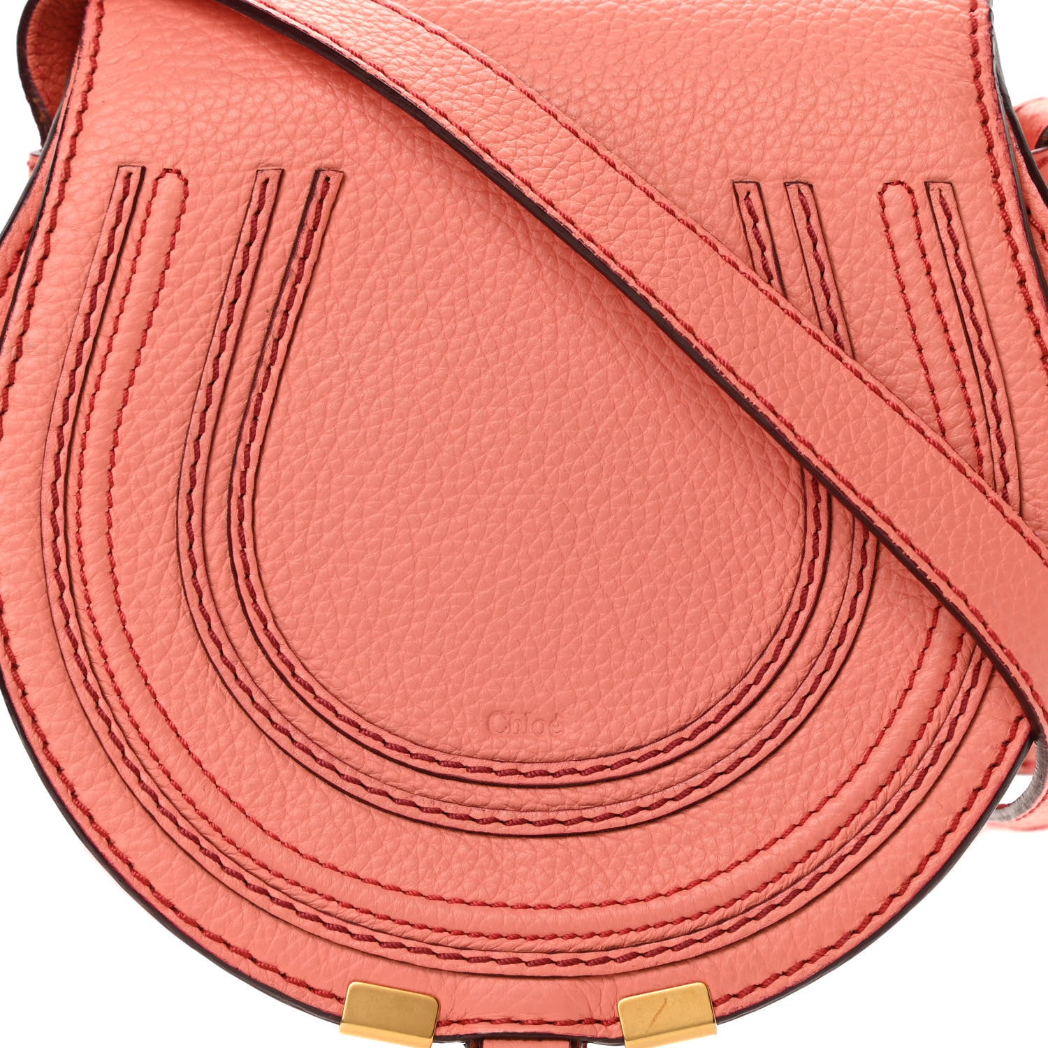 Chloe Calfskin Mini Marcie Round Crossbody Bag Coral Pop 8 of 15