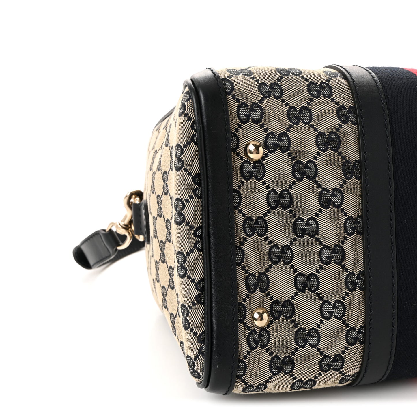 Monogram Selleria Calfskin Vintage Web Medium Boston Beige Blue