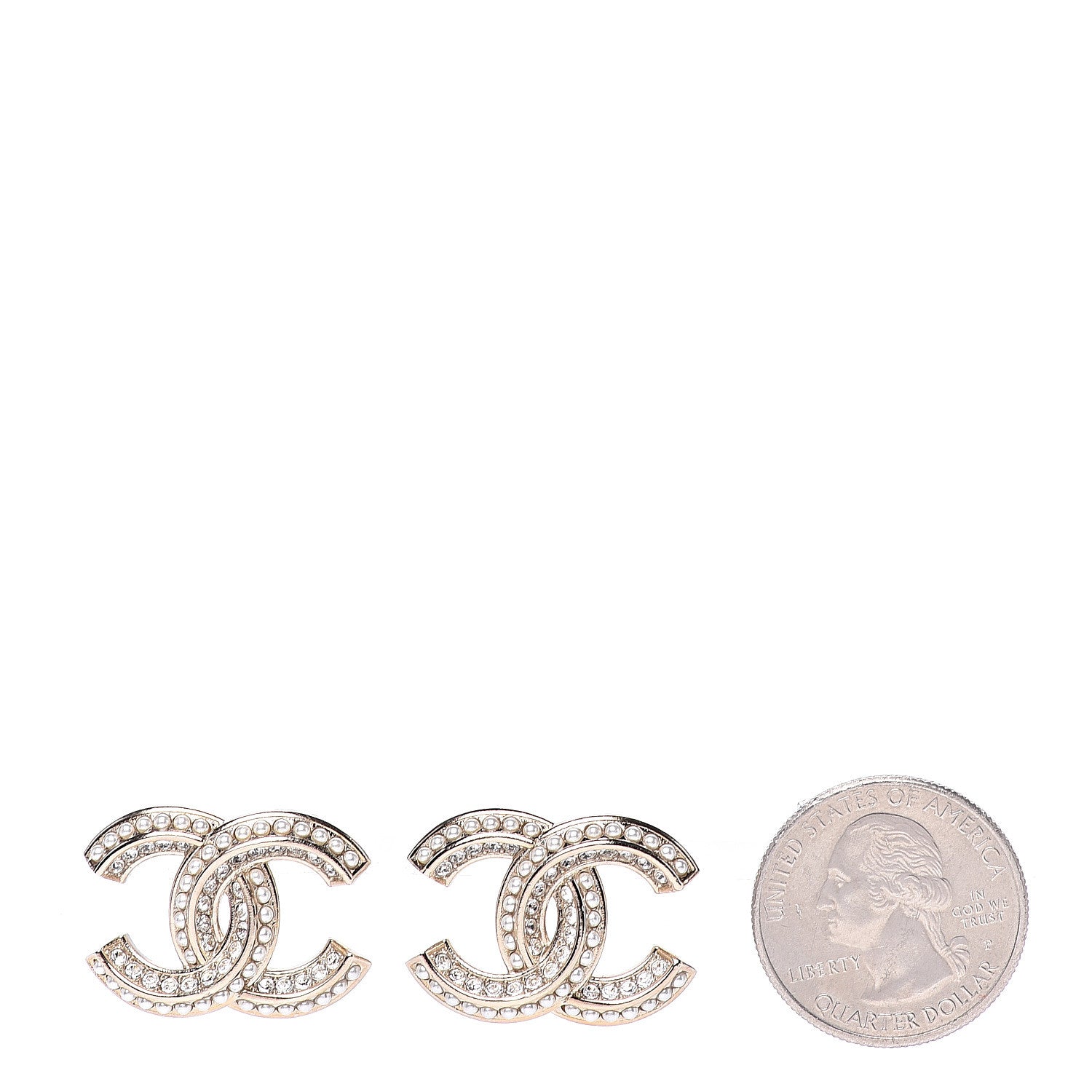 Chanel Crystal Pearl CC Earrings Gold 2 of 5
