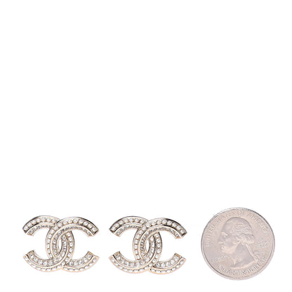 Chanel Crystal Pearl CC Earrings Gold 2 of 5