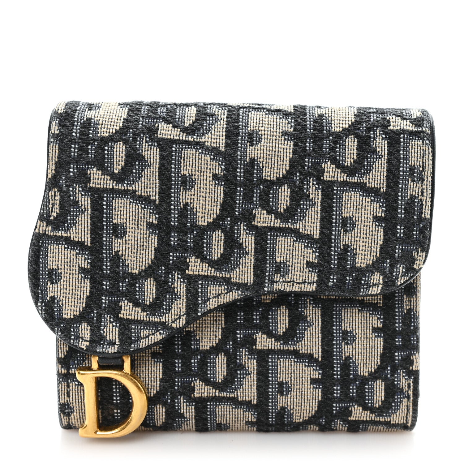Christian Dior Oblique Saddle Card Holder Blue 1 of 7