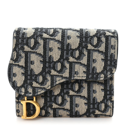 Christian Dior Oblique Saddle Card Holder Blue 1 of 7