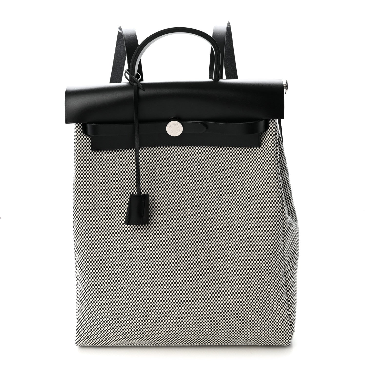 Hermes Criss Viking Vache Hunter Herbag a Dos Zip Retourne Backpack Ecru Black 1 of 10