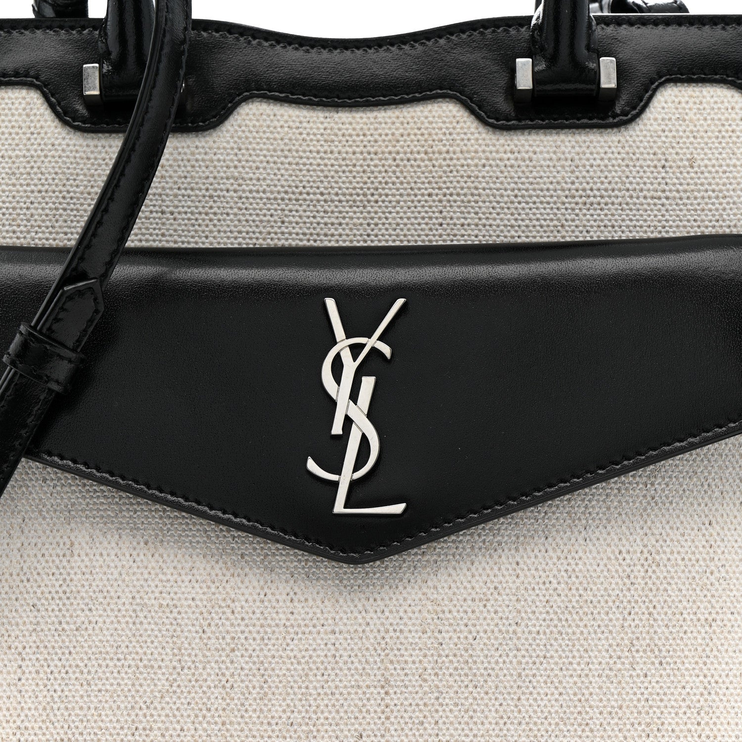 Saint Laurent Canvas Calfskin Small Uptown Tote Black 8 of 11