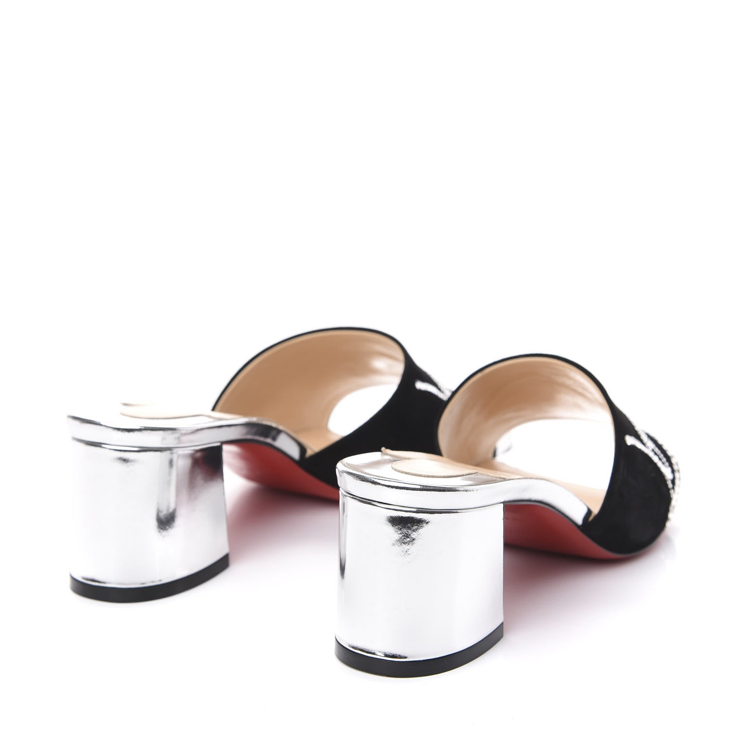 Christian Louboutin Veau Velours Specchio Dear Home 55 Slide Sandals 36.5 Black Crystal 4 of 8