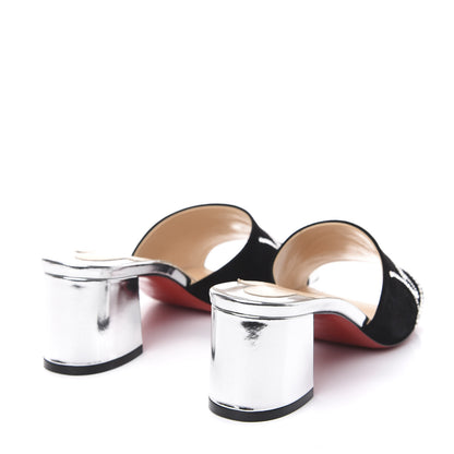 Christian Louboutin Veau Velours Specchio Dear Home 55 Slide Sandals 36.5 Black Crystal 4 of 8