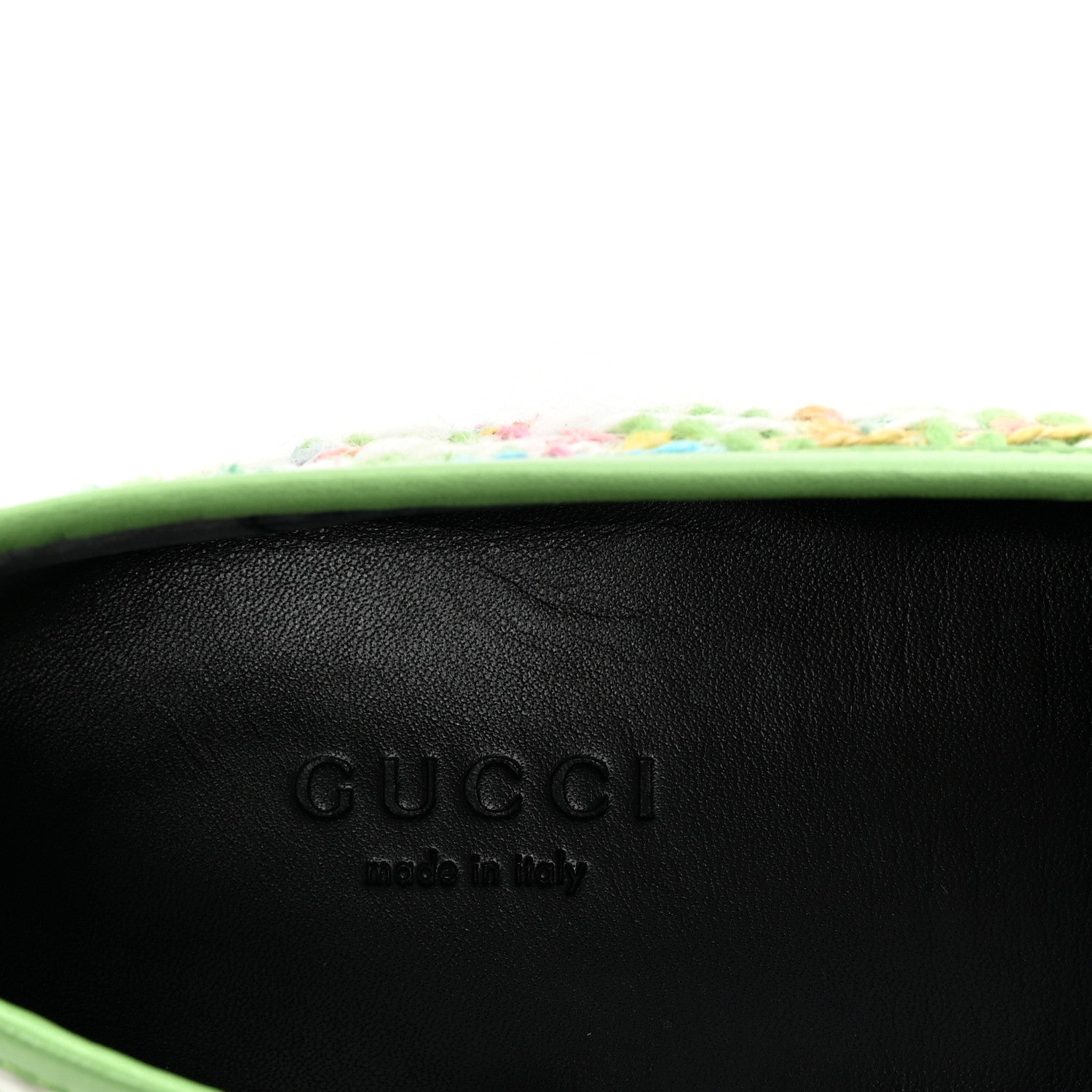 Gucci Tweed Multicolor Malaga Kid Horsebit Womens Jordaan Loafers 37 Green Multicolor 8 of 10