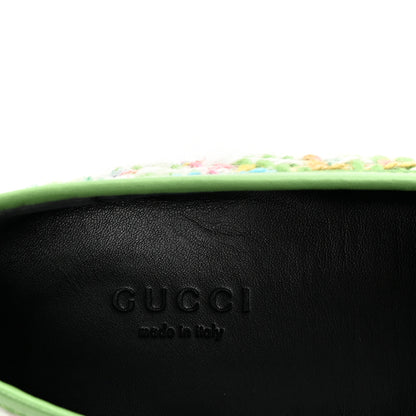 Gucci Tweed Multicolor Malaga Kid Horsebit Womens Jordaan Loafers 37 Green Multicolor 8 of 10