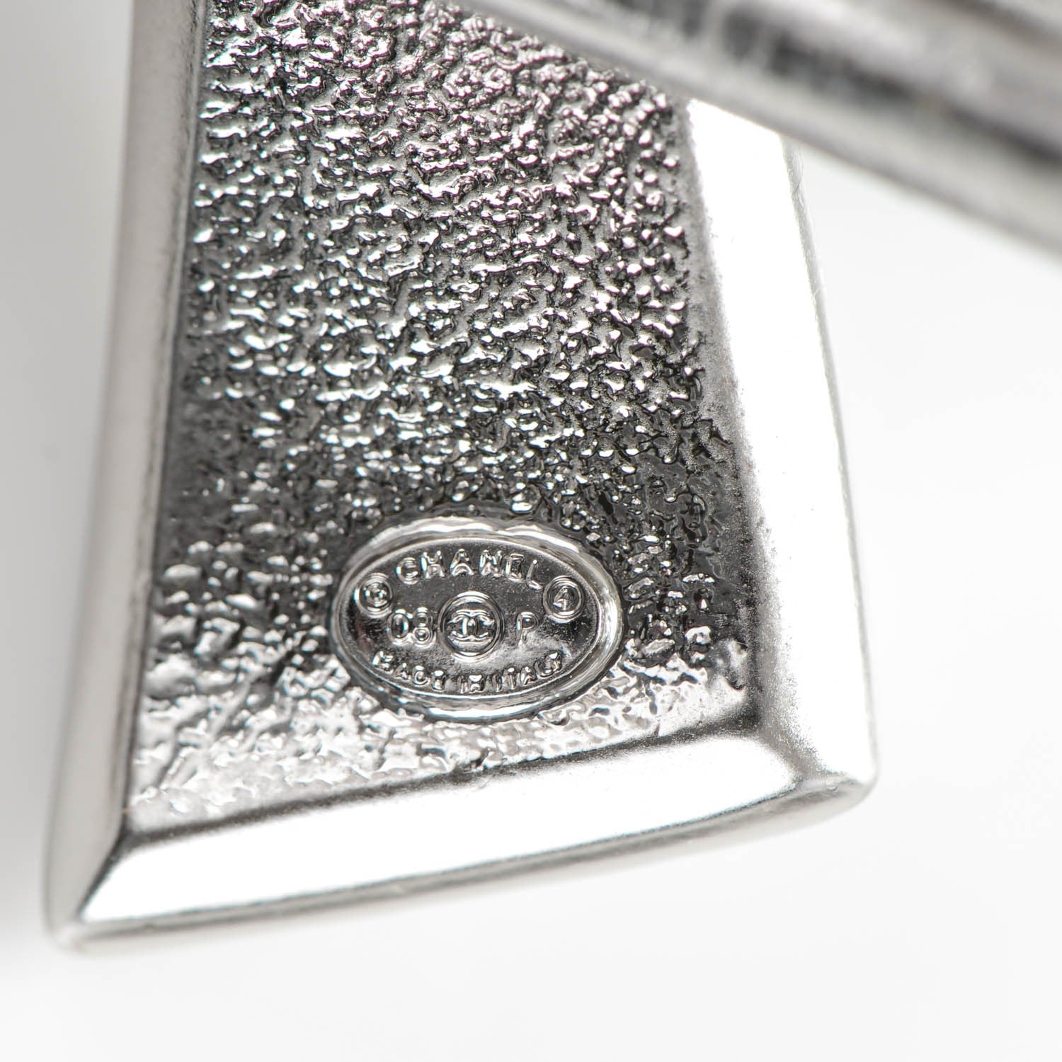 Chanel Baguette Crystal CC Bow Cuff Silver 4 of 5