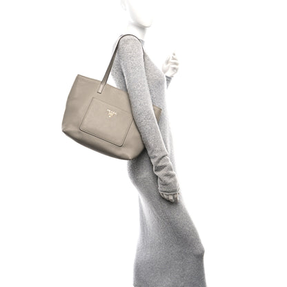 Prada Vitello Daino Pocket Shopping Tote Pomice 2 of 10