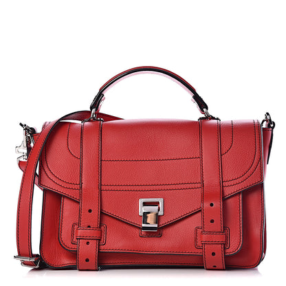 Proenza Schouler Grained Calfskin Medium PS1 Plus Satchel Cardinal 1 of 11