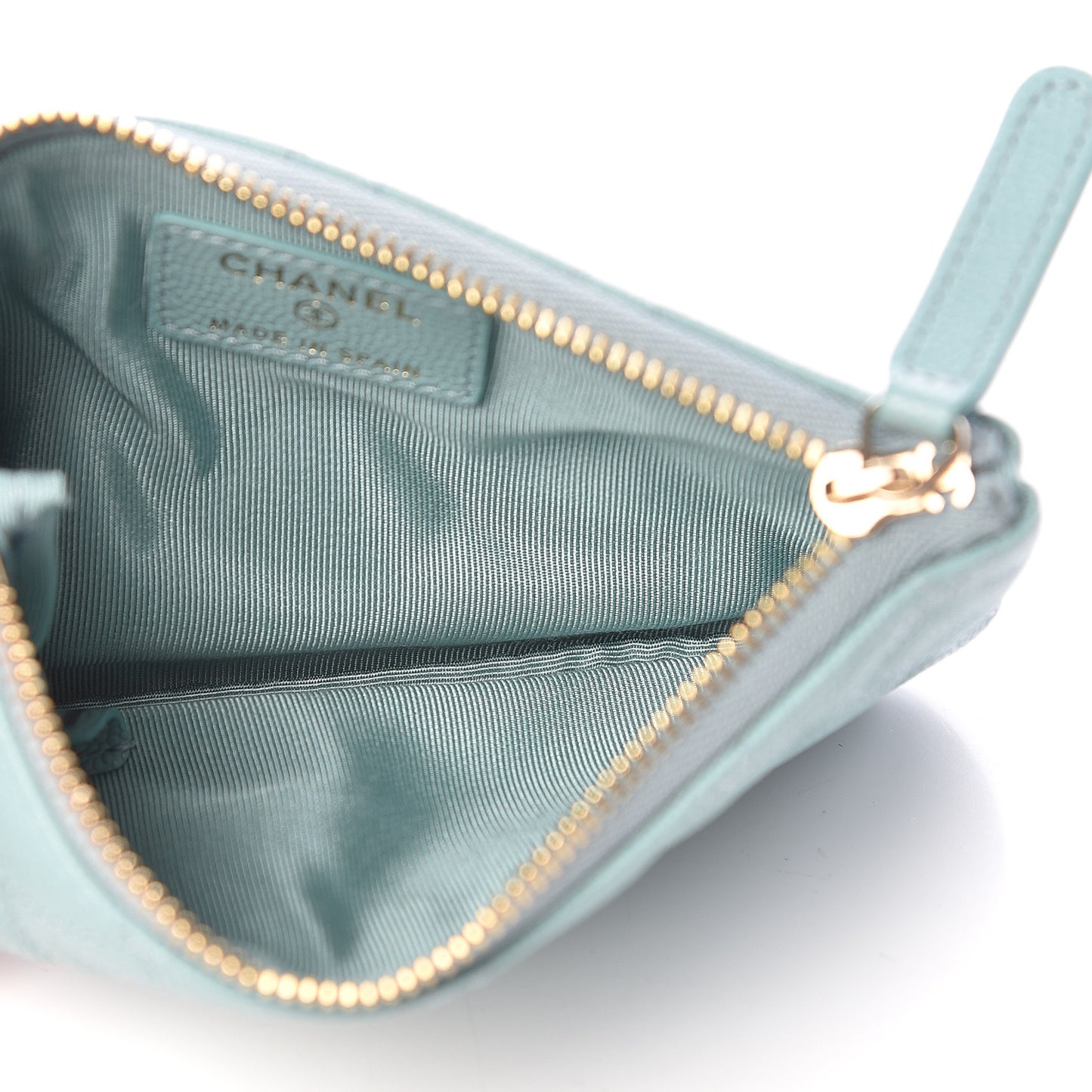 Caviar Quilted Small Cosmetic Case Light Blue