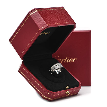 Cartier 18K White Gold Diamond Maillon Panthere 3 Half Rows Paved Ring 47 4 5 of 5
