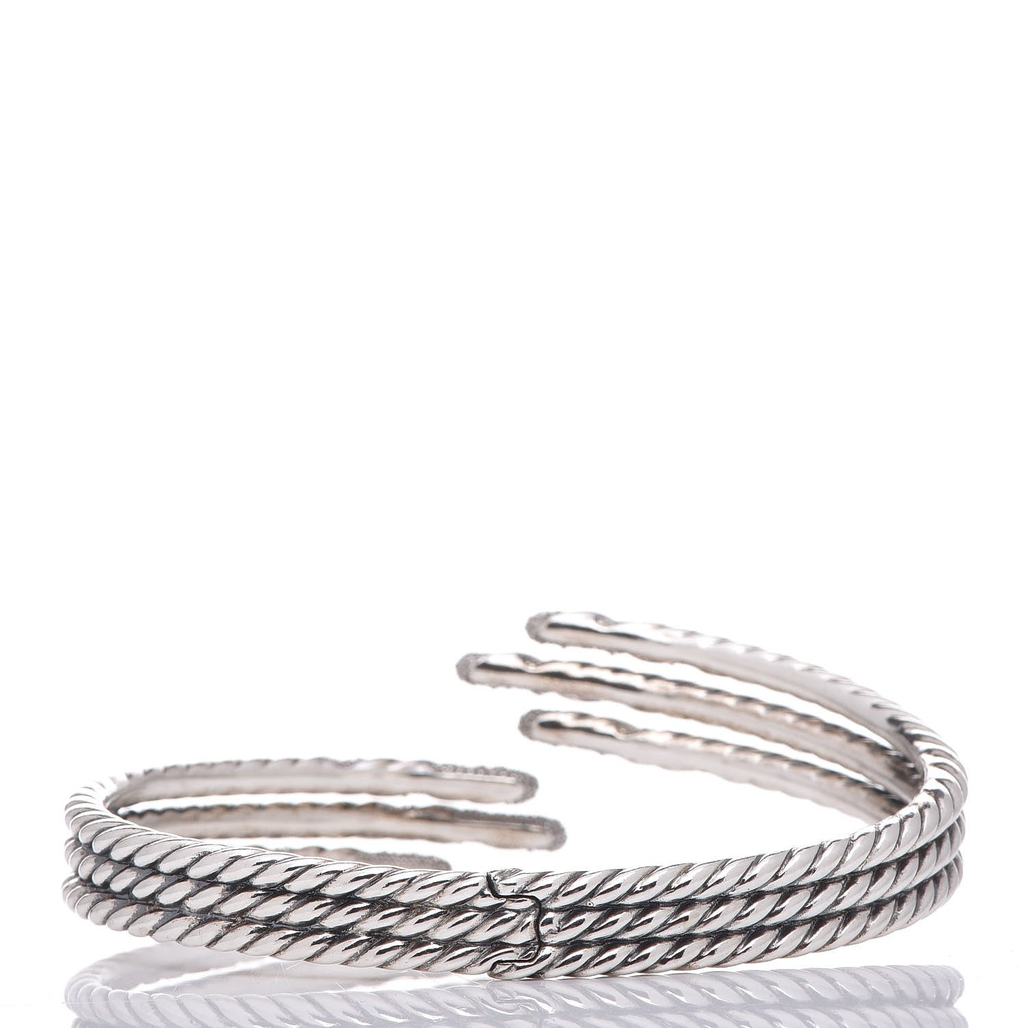 David Yurman Sterling Silver Diamond 3-Row Open Willow Bracelet 3 of 6