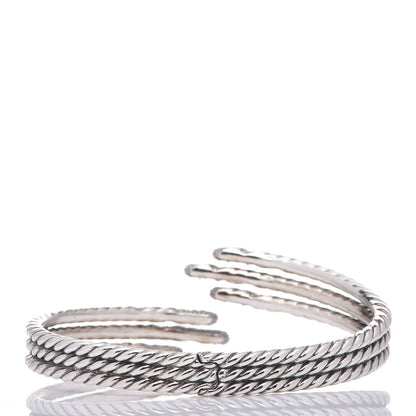 David Yurman Sterling Silver Diamond 3-Row Open Willow Bracelet 3 of 6