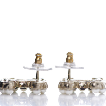 Chanel Resin Pearl CC Dazzling Domino Earrings Gold Black 3 of 4