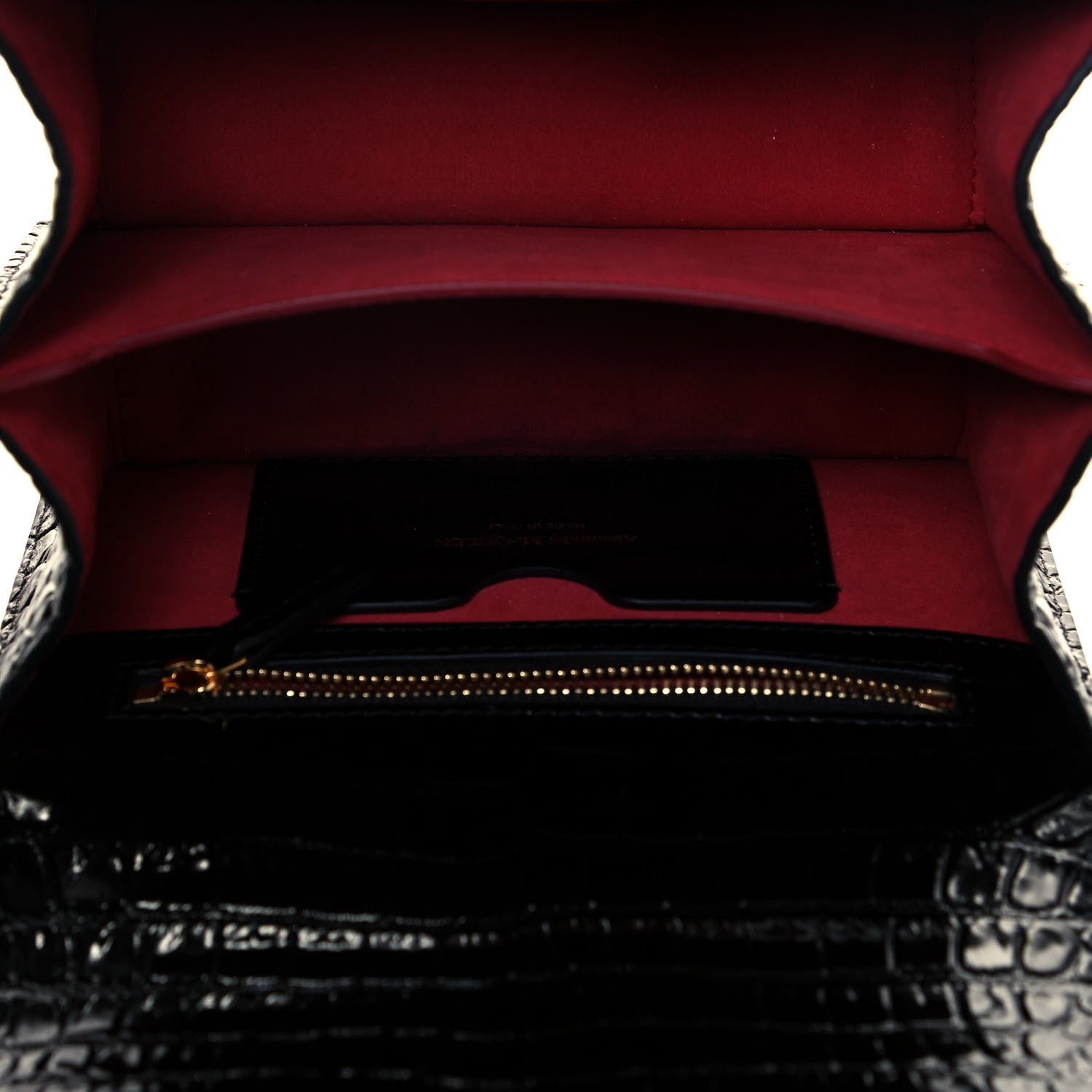 Alexander McQueen Crocodile Embossed Calfskin Knuckle Crossbody Black 4 of 8