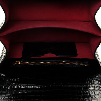 Alexander McQueen Crocodile Embossed Calfskin Knuckle Crossbody Black 4 of 8