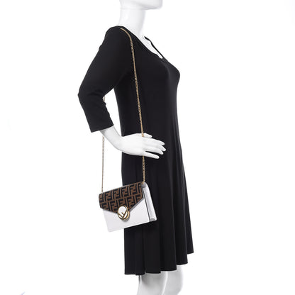 Fendi Vitello Cruise F is Fendi FF 1974 Embossed Medium Envelope Wallet On Chain Optical White Maya Black 2 of 9