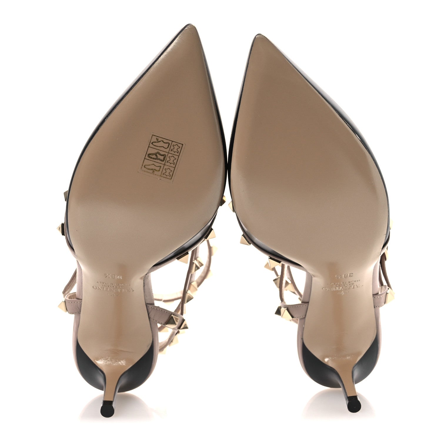 Valentino Garavani Calfskin Nappa Rockstud Ankle Strap 65mm Pumps 38.5 Black Poudre 7 of 11