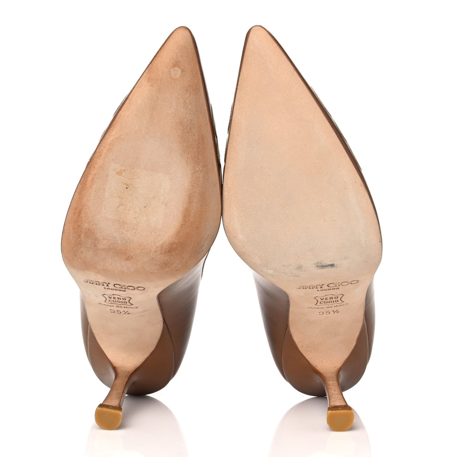Jimmy Choo Calfskin Pointy Toe Pumps 35.5 Brown Beige 5 of 7