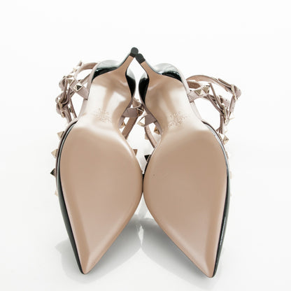 Valentino Garavani Patent Nappa Rockstud Ankle Strap 65mm Pumps 36.5 Black Poudre 5 of 8