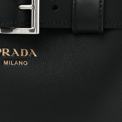 Prada Soft Grained Calfskin Vitello Daino Small Buckle Bag Black 8 of 13
