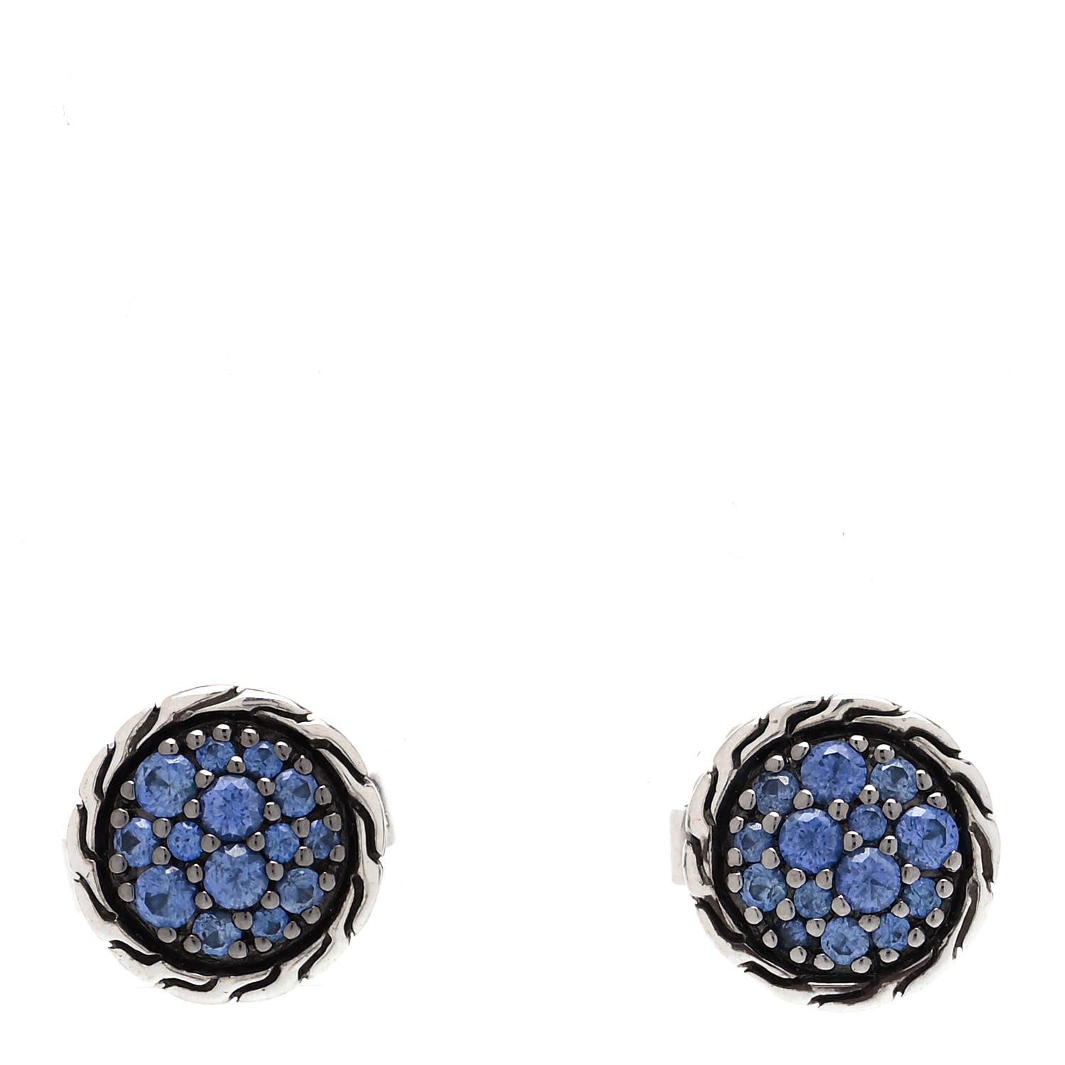John Hardy Sterling Silver Blue Sapphire Classic Chain Stud Earrings 1 of 4