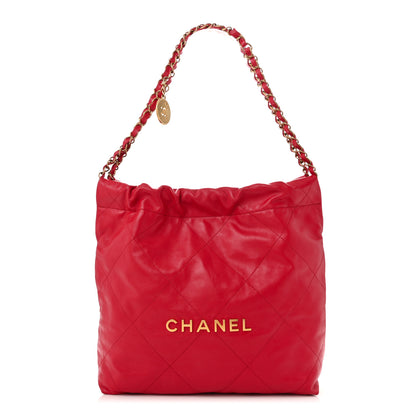 Chanel Shiny Calfskin Quilted Small Chanel 22 Red 1 of 12