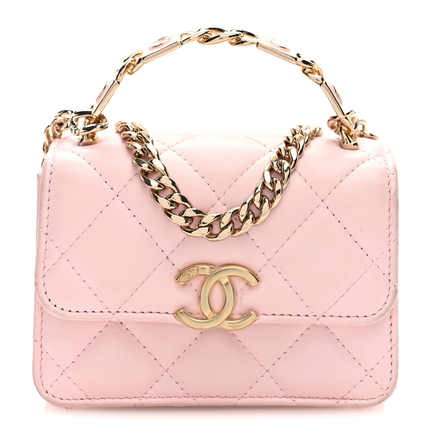 Chanel Lambskin Quilted Pick Me Up Clutch With Chain Pink 1 of 10