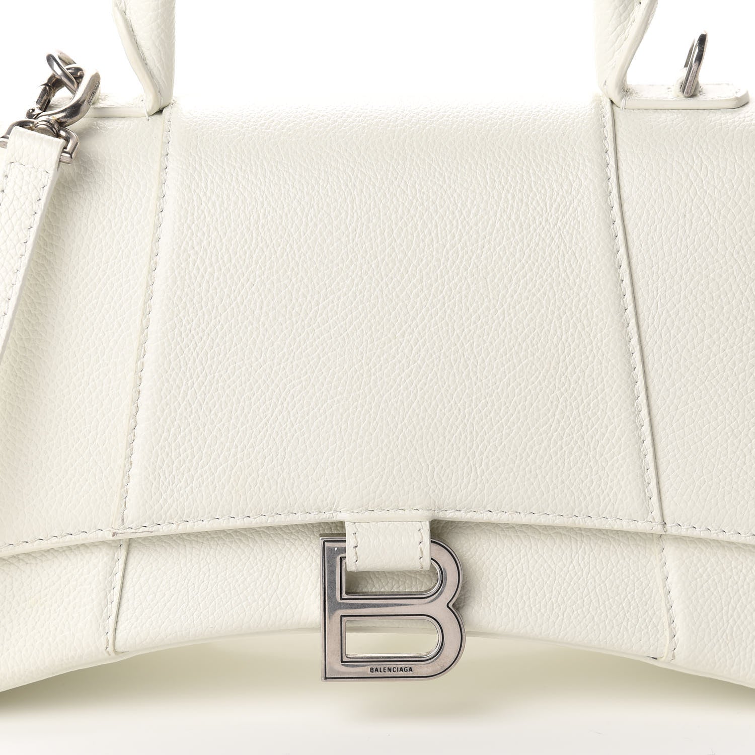 Balenciaga Grained Calfskin Small Hourglass Top Handle Bag White 9 of 9