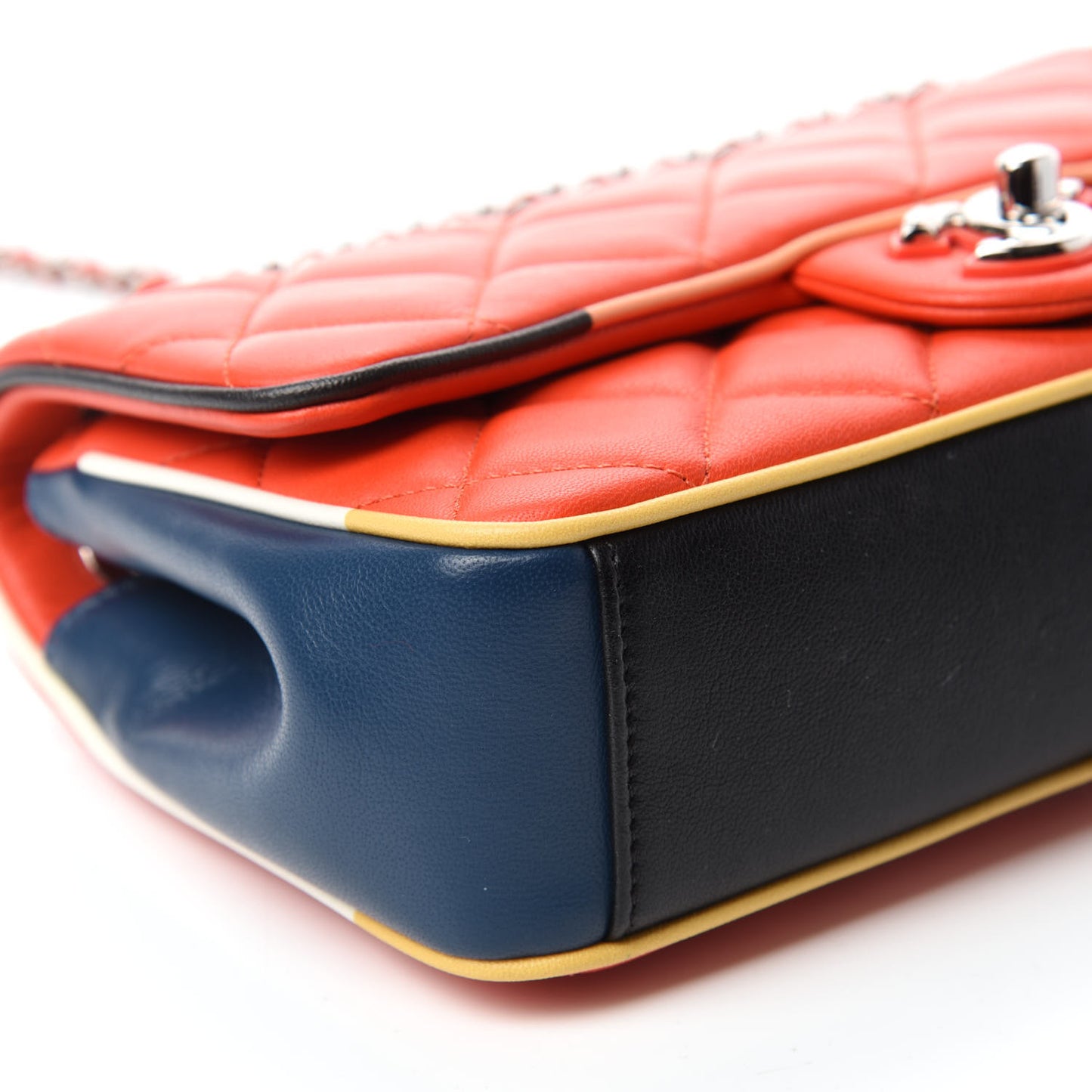 Lambskin Plexiglass Quilted Small Cuba Color Flap Red Multicolor