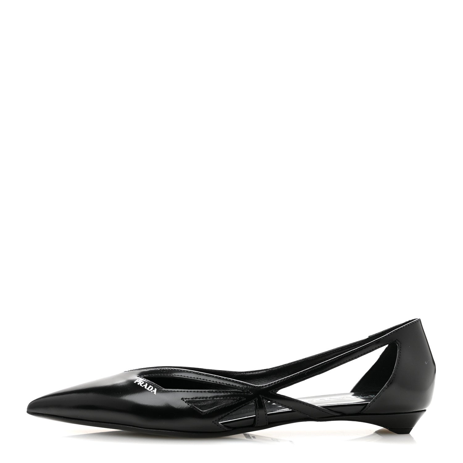 Prada Spazzolato Cut Out Ballerina Flats 37.5 Black 1 of 8