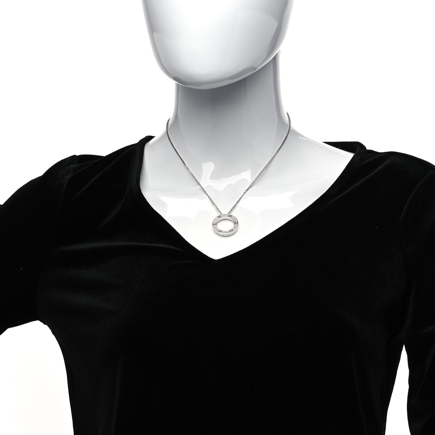 18K White Gold Diamond LOVE Paved Necklace
