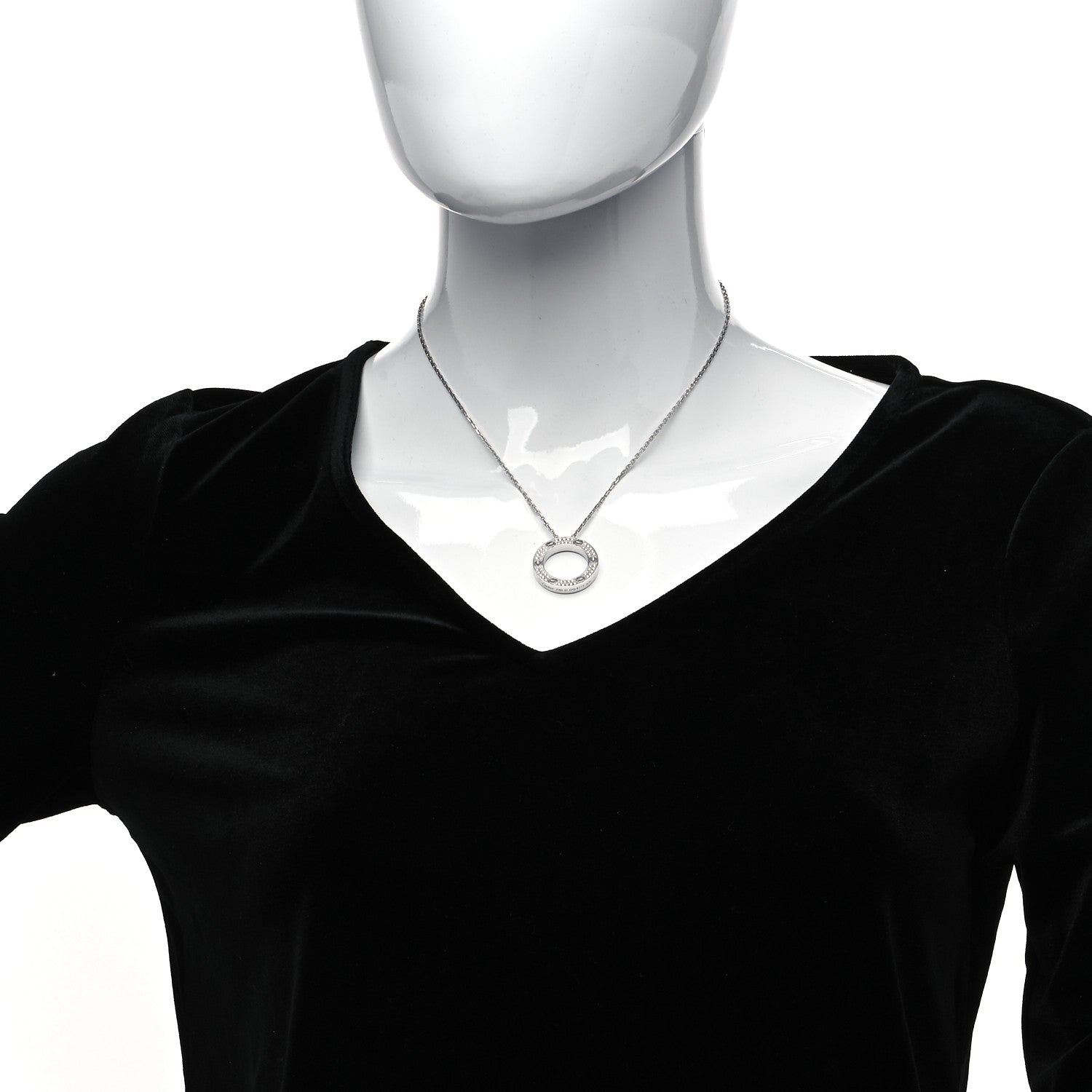 Cartier 18K White Gold Diamond LOVE Paved Necklace 2 of 7