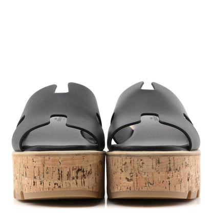 Hermes Calfskin Cork Eze 30 Sandals 38 Black 3 of 11