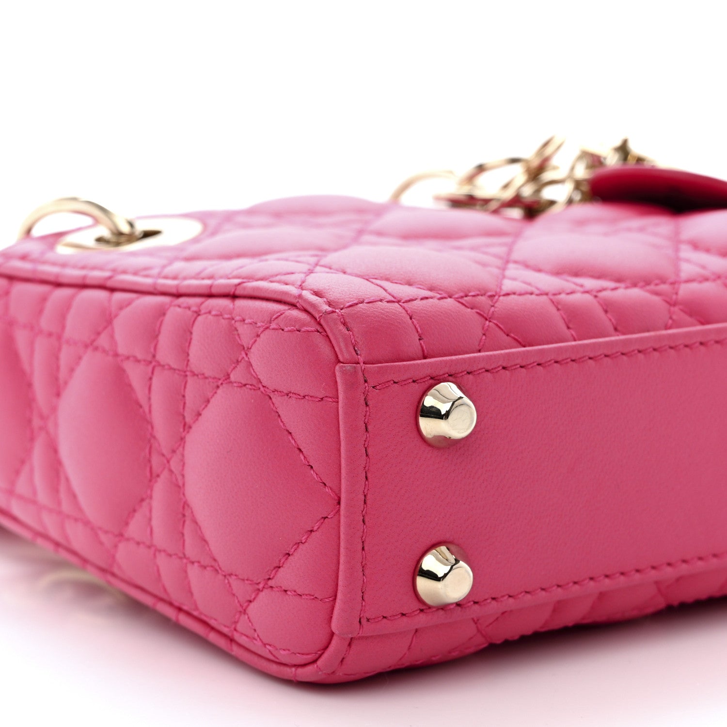Christian Dior Lambskin Cannage Micro Lady Dior Red 9 of 12