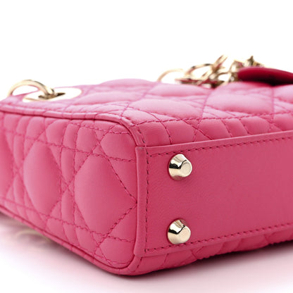 Christian Dior Lambskin Cannage Micro Lady Dior Red 9 of 12