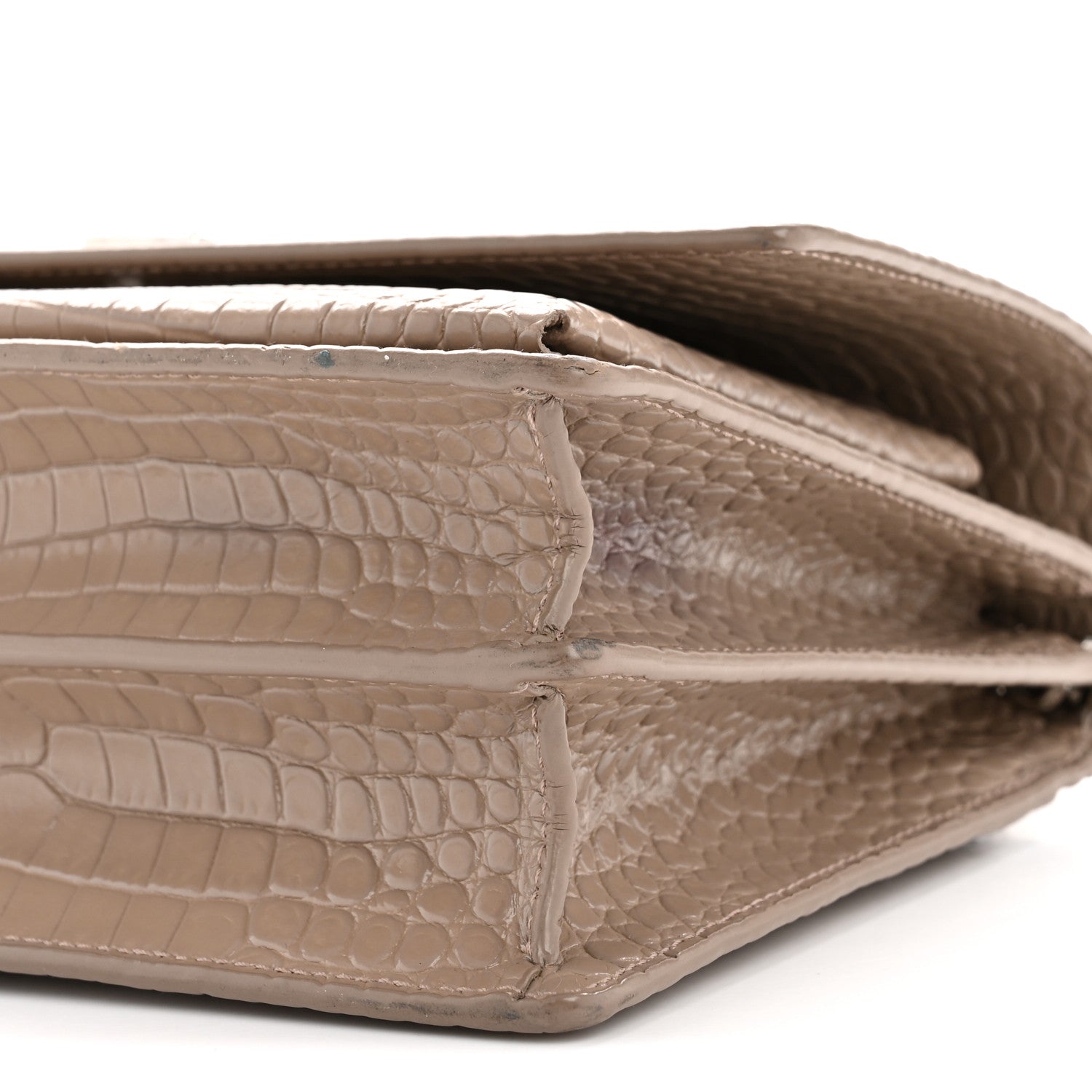 Saint Laurent Calfskin Crocodile Embossed Medium Monogram Sunset Dusty Grey 10 of 16