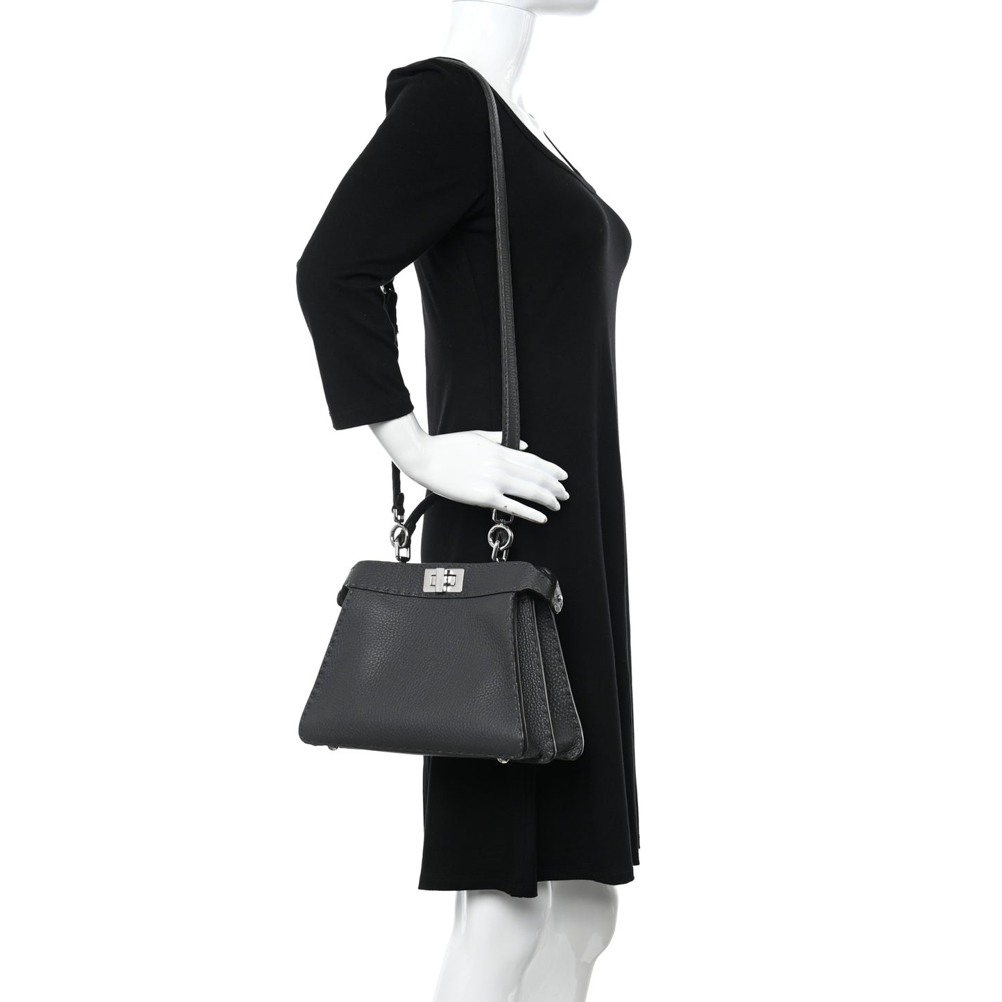Cuoio Romano Selleria Chamois Small Peekaboo I SEE U Satchel Asfalto Camelia