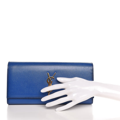 Saint Laurent Patent Grain De Poudre Classic Monogram Cassandre Clutch Royal Blue 2 of 8