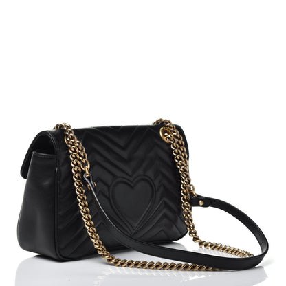 Gucci Calfskin Matelasse Small GG Marmont Shoulder Bag Black 3 of 9
