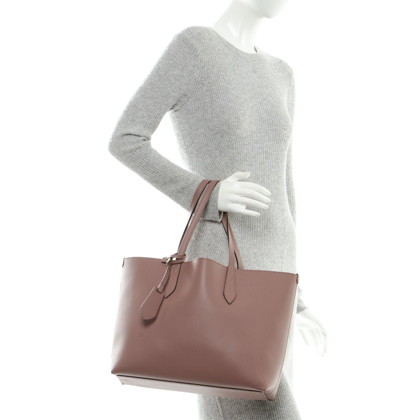 Grainy Calfskin Medium Lavenby Reversible Tote Mauve