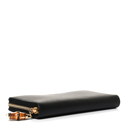 Gucci Calfskin Bamboo Round Zip Long Wallet Black 4 of 9