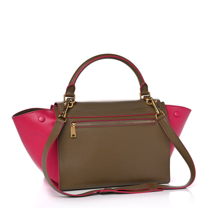 Celine Smooth Calfskin Small Bicolor Trapeze Taupe Fuchsia 3 of 12