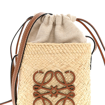 Loewe Calfskin Raffia Paulas Ibiza Square Bucket Bag  Natural Tan 7 of 10