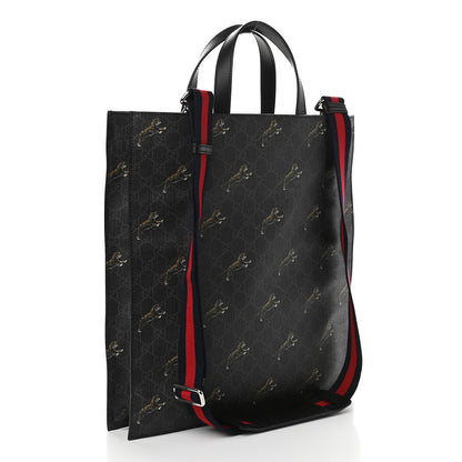 Gucci GG Supreme Monogram Tigers Web Vertical Tote Black Multicolor 3 of 9