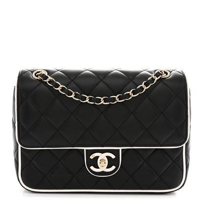 Chanel Lambskin Quilted Resin Graphic Frame Flap Bag Black White 1 of 11